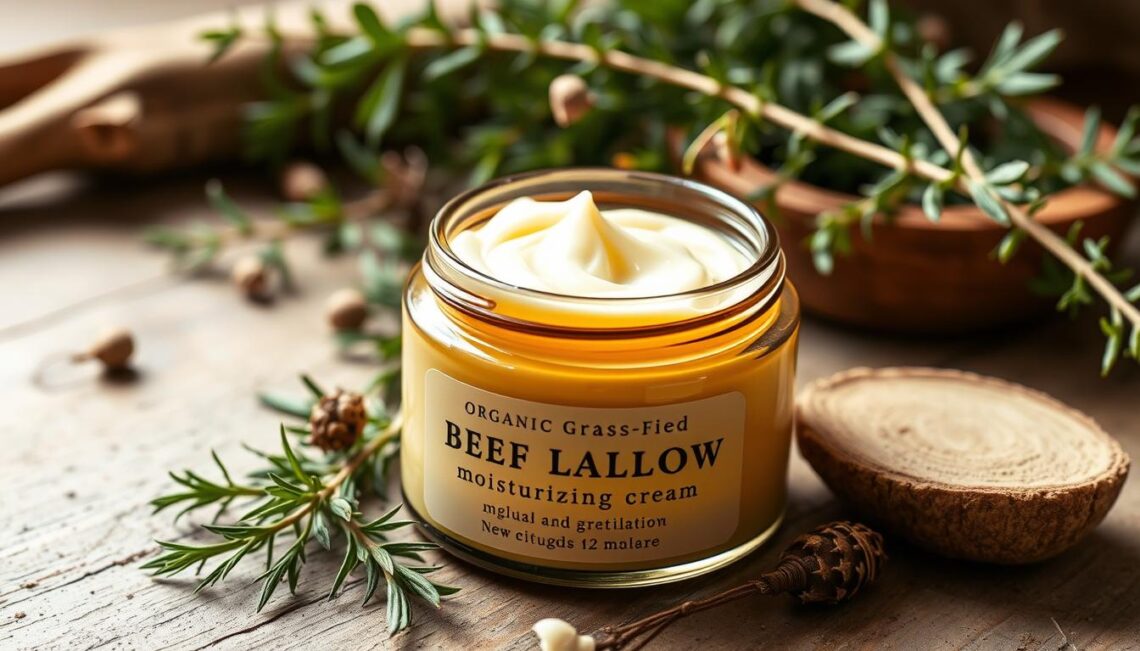 Organic Grass-Fed Beef Tallow Balm with Raw Honey - Moisturizing Cream for Soft,